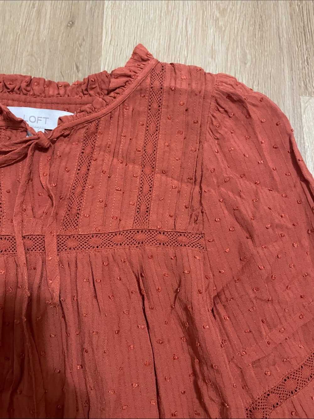 LOFT Rust Orange Ruffle Peasant Blouse - Picture 3 of 5